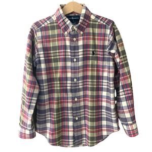 Ralph Lauren Plaid Button Front Shirt - Green Blue Magenta - 6